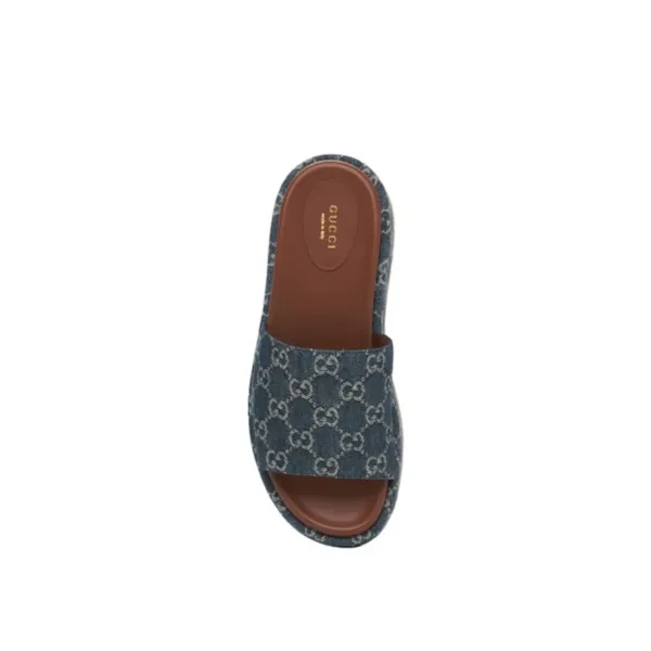 SANDALO SLIDER CON PLATEAU DENIM - immagine 3