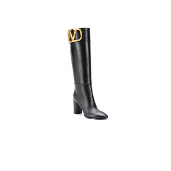 STIVALI SUPERVEE NERO LOGO ORO IN PELLE - immagine 3