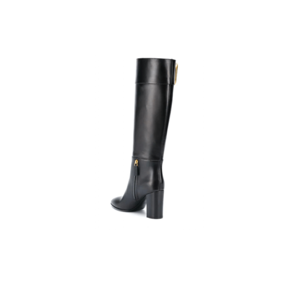STIVALI SUPERVEE NERO LOGO ORO IN PELLE - immagine 4