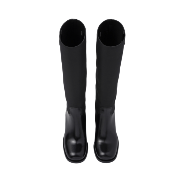 STIVALE ALTO IN PELLE SPAZZOLATA E NYLON NERO - immagine 5