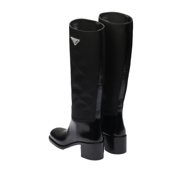 STIVALE ALTO IN PELLE SPAZZOLATA E NYLON NERO - immagine 4