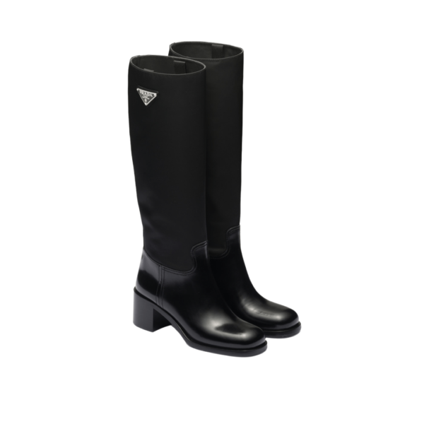 STIVALE ALTO IN PELLE SPAZZOLATA E NYLON NERO - immagine 3
